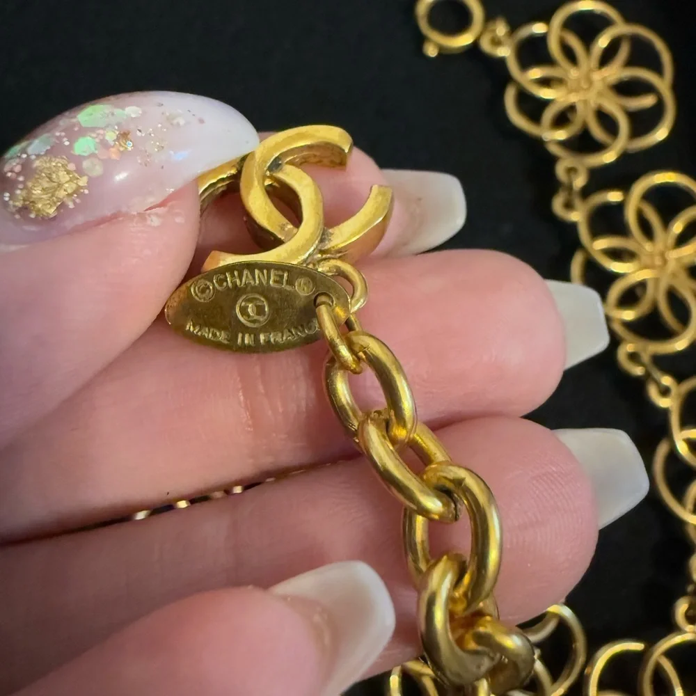 Vintage Chanel Gold CC Flower Collar Necklace